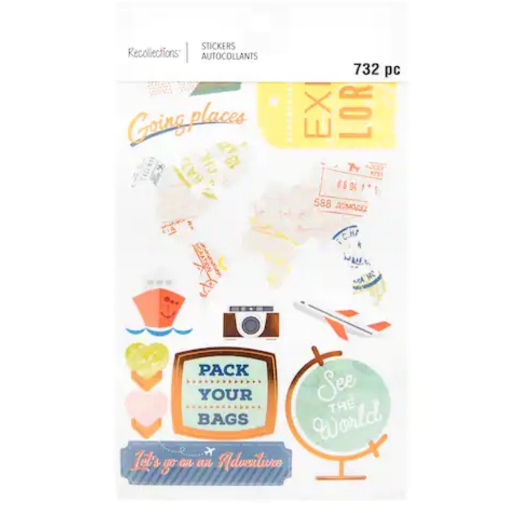 ✅4/25$✅ Recollections Travel-Themed Sticker Set -‎ Multicolor 732 Stickers